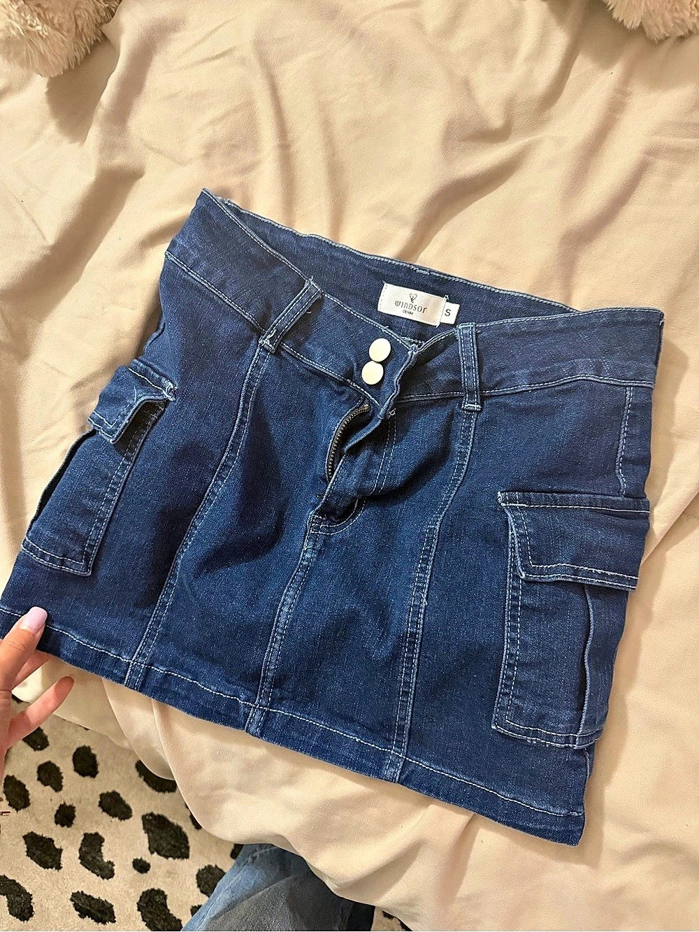 Missguided Cargo Mini Skirt in Blue Size Small Like New
